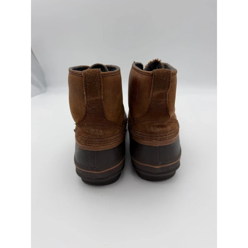 UGG Mens Zetik Waterproof Duck Boots 11 Brown Chestnut Leather Winter Rain